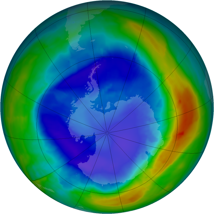 Antarctic ozone map for 05 September 2013